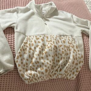 Athletic Works Cream and Tan Kids Fleece Hoodie